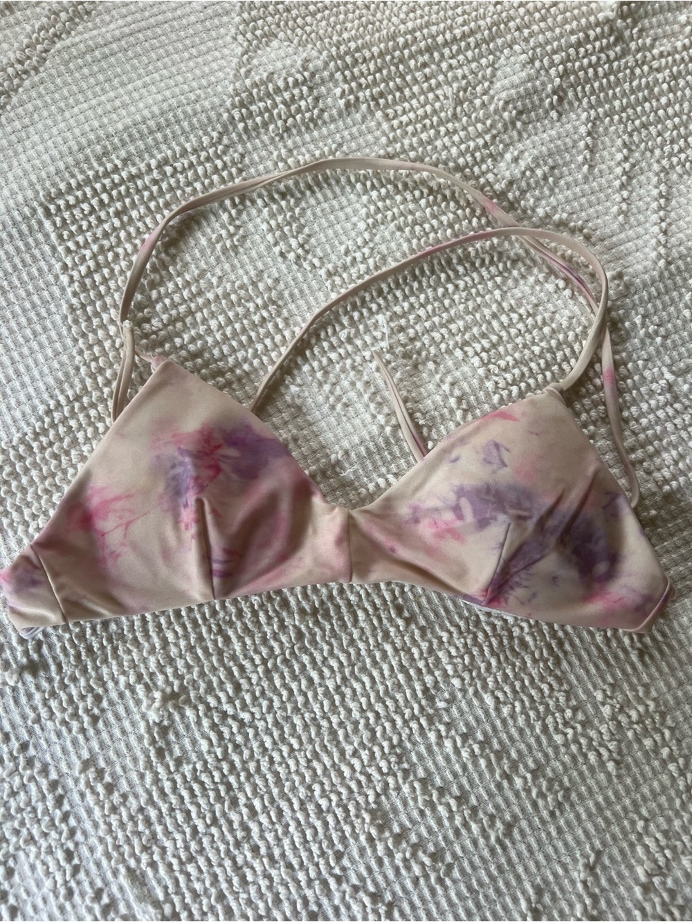 Tie-Dye Triangle Bikini Top in Pink and Purple